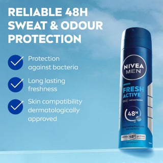 NIVEA MEN Fresh Active Antibacterial Deodorant Spray, 3x150ml, 48H Protection - view 2